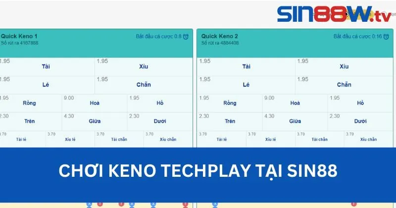 Keno Techplay Tại Sin88 - Công Nghệ Tiên Tiến Lối Chơi Hiện Đại